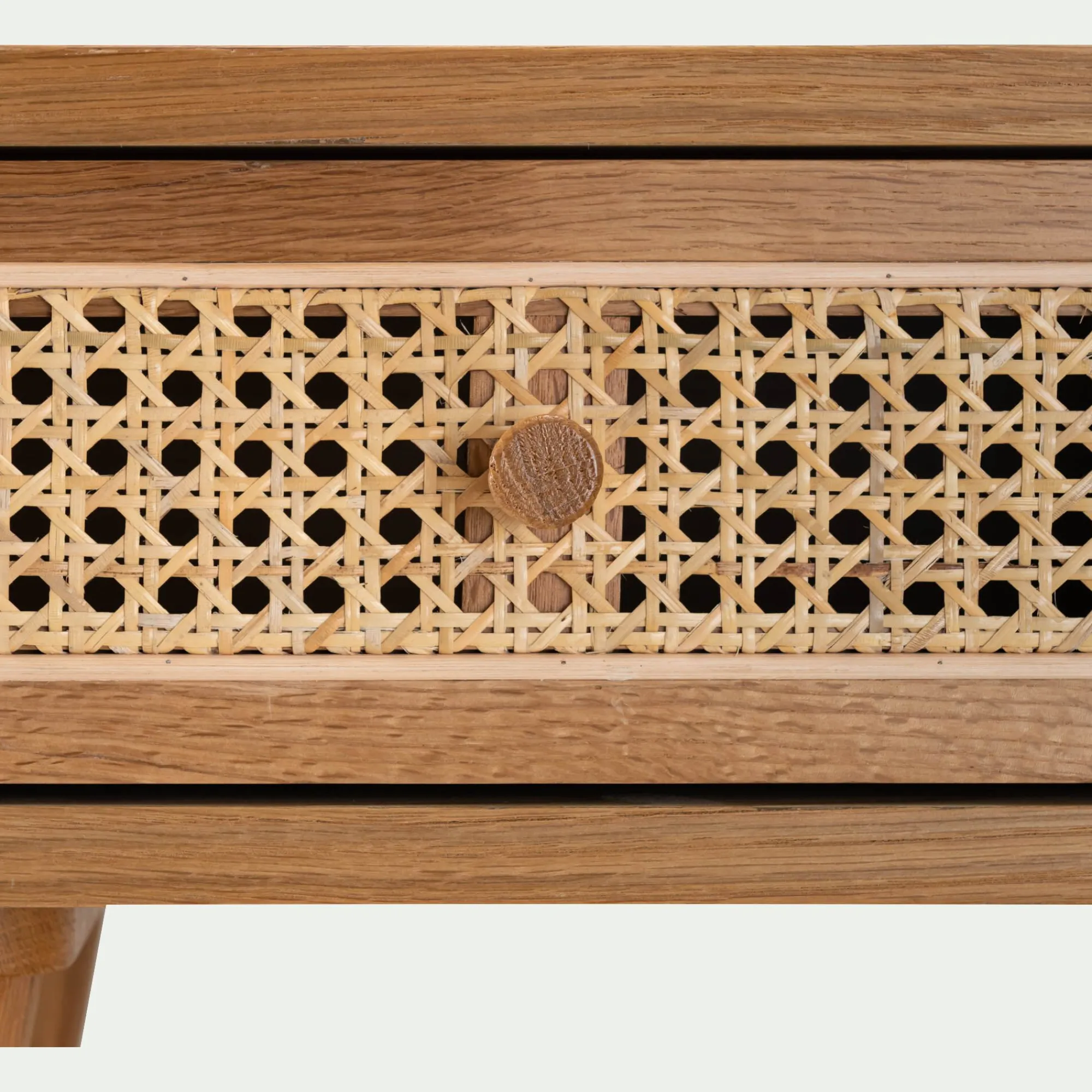 alinea Meuble D'Entrée|Console*Coiffeuse 2 tiroirs en chêne et rotin - Bois clair