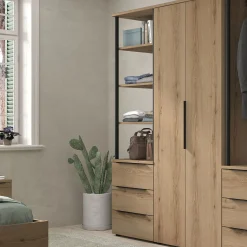 alinea Dressing|Armoire*Colonne de rangement 3 tiroirs en bois H210cm - Bois clair