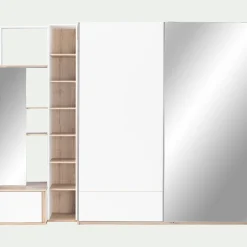 alinea Dressing*Colonne de rangement en bois effet chêne H235xL35cm - Blanc