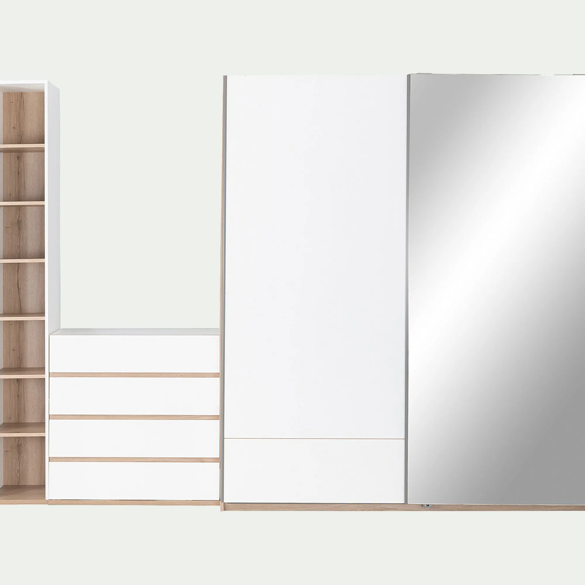 alinea Dressing*Colonne de rangement en bois effet chêne H235xL35cm - Blanc
