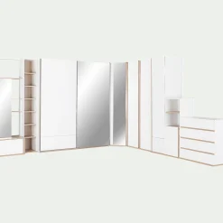 alinea Dressing*Colonne de rangement en bois effet chêne H235xL35cm - Blanc