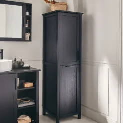 alinea Colonne De Salle De Bain*Colonne de salle de bain en bois de cèdre - H171cm Noir