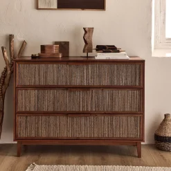 alinea Commode & Chiffonnier*Commode 3 tiroirs en acajou L120cm - Bois foncé