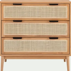 alinea Commode & Chiffonnier*Commode 3 tiroirs en bois et cannage - Bois clair