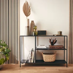 alinea Console*Console 3 plateaux en acier - Noir