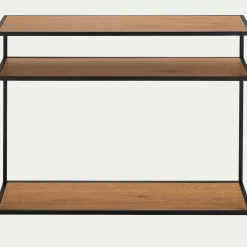 alinea Console*Console 3 plateaux en métal et effet chêne L120xP35xH79cm - Bois foncé
