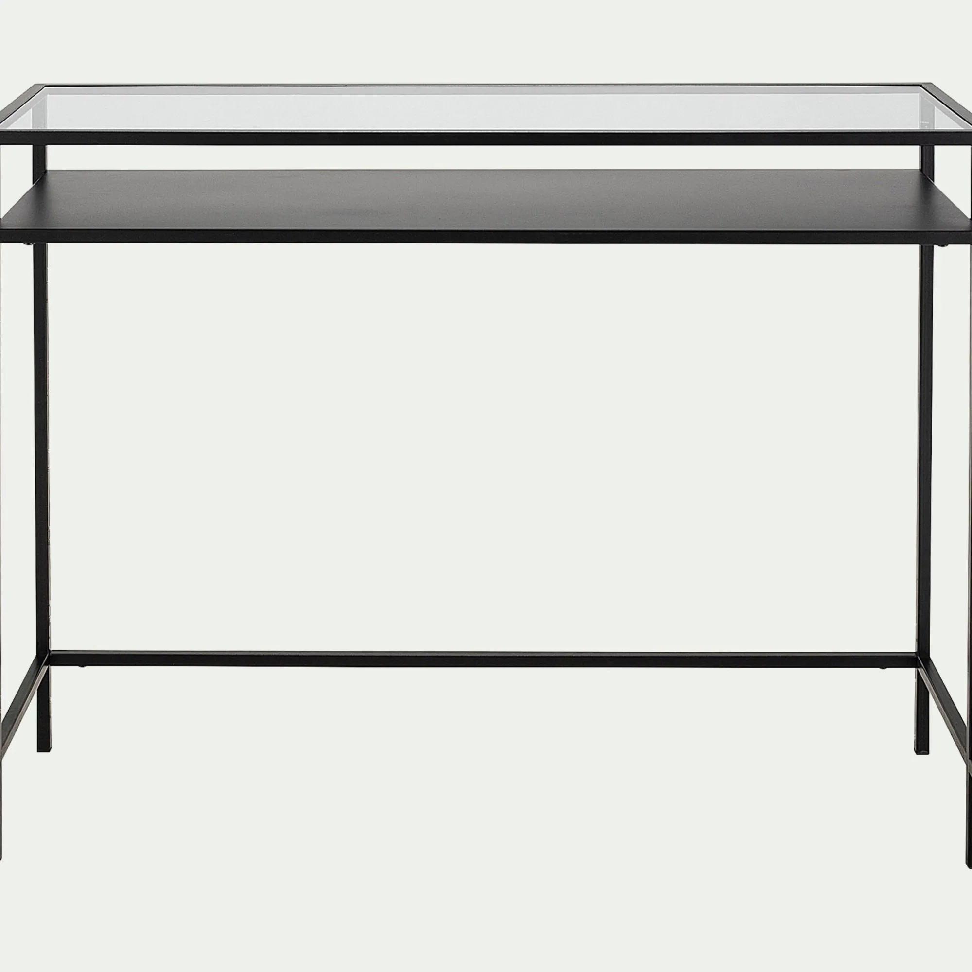 alinea Console*Console en verre et acier - L100xP35xH78cm Noir