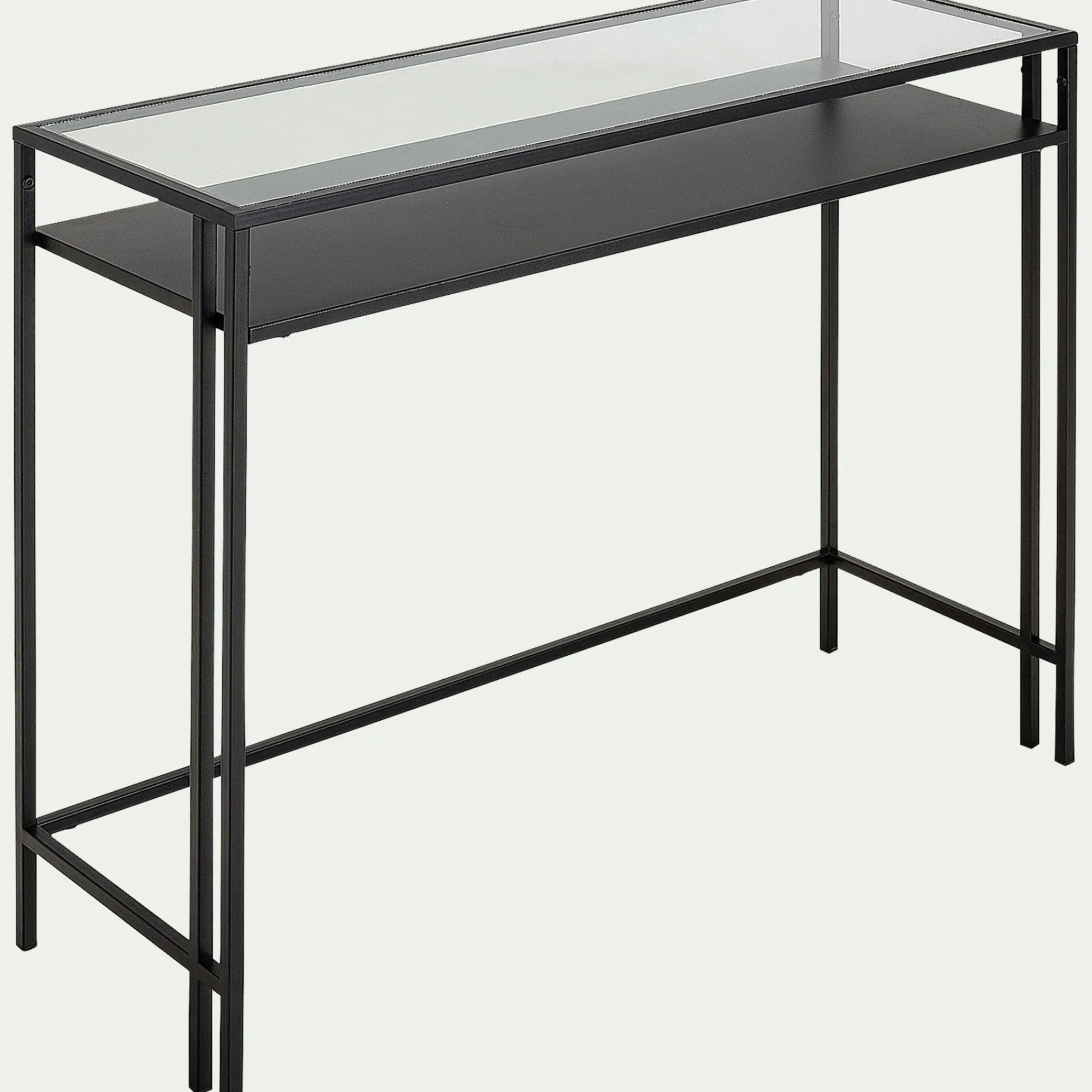 alinea Console*Console en verre et acier - L100xP35xH78cm Noir