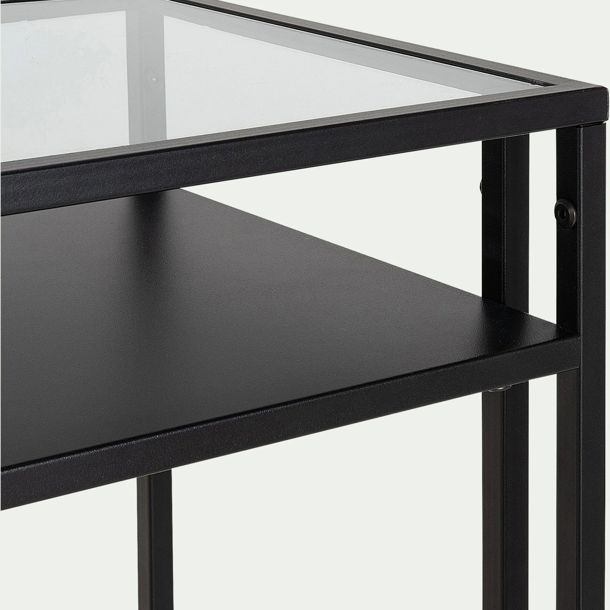 alinea Console*Console en verre et acier - L100xP35xH78cm Noir