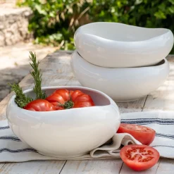 alinea Plat De Service Et Saladier*Coupe en porcelaine L23cm - Blanc