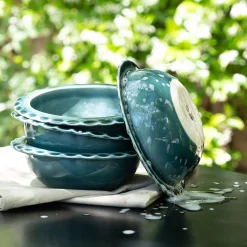 alinea Vaisselle Petit Déjeuner|Bol*Coupelle ondulée en grès D18,5cm - Vert