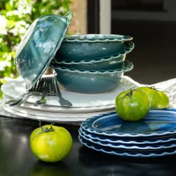 alinea Vaisselle Petit Déjeuner|Bol*Coupelle ondulée en grès D18,5cm - Vert