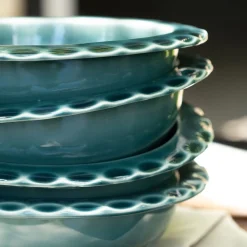 alinea Vaisselle Petit Déjeuner|Bol*Coupelle ondulée en grès D18,5cm - Vert