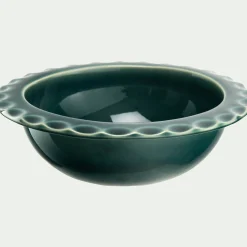 alinea Vaisselle Petit Déjeuner|Bol*Coupelle ondulée en grès D18,5cm - Vert