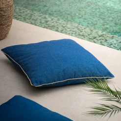 alinea Coussin Exterieur*Coussin à passepoil en tissu 70x70cm - Bleu marine