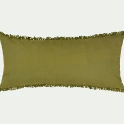 alinea Coussin*Coussin en coton finition franges 40x90cm - garrigue Vert