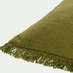 alinea Coussin*Coussin en coton finition franges 40x90cm - garrigue Vert