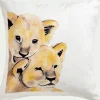 alinea Bureau Enfant|Coussin Enfant*Coussin motif lions en coton 45x45cm - jaune