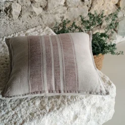 alinea Coussin*Coussin rayé en lin 45x45cm - Rouge