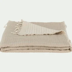 alinea Couvre-Lit*Couvre-lit en coton frangé 230x250cm - Beige