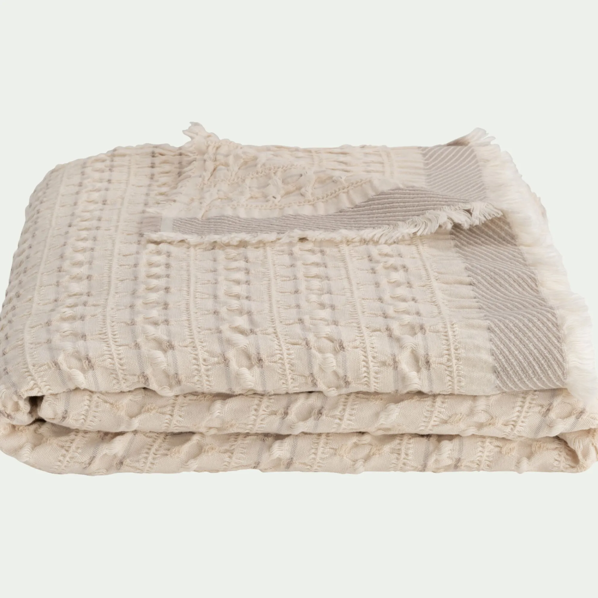 alinea Couvre-Lit*Couvre-lit en coton 230x240cm points fantaisies - écru Blanc