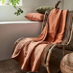 alinea Couvre-Lit*Couvre-lit en gaze de coton 180x230cm - brun rustrel Marron