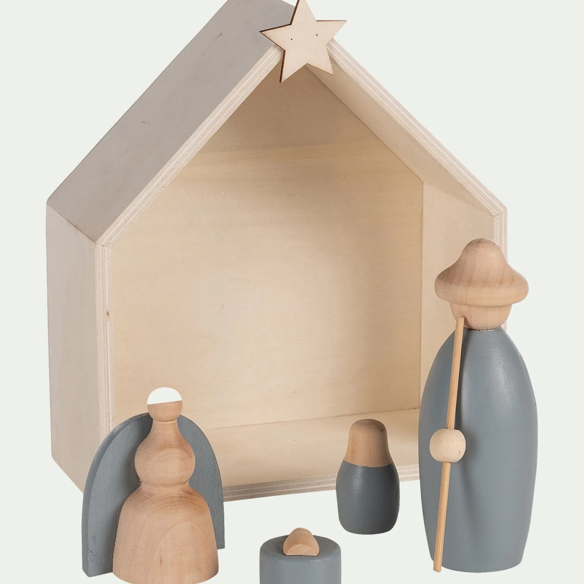 alinea Objet Décoratif De Noël*Crèche de Noël en bois H20cm - gris Naturel