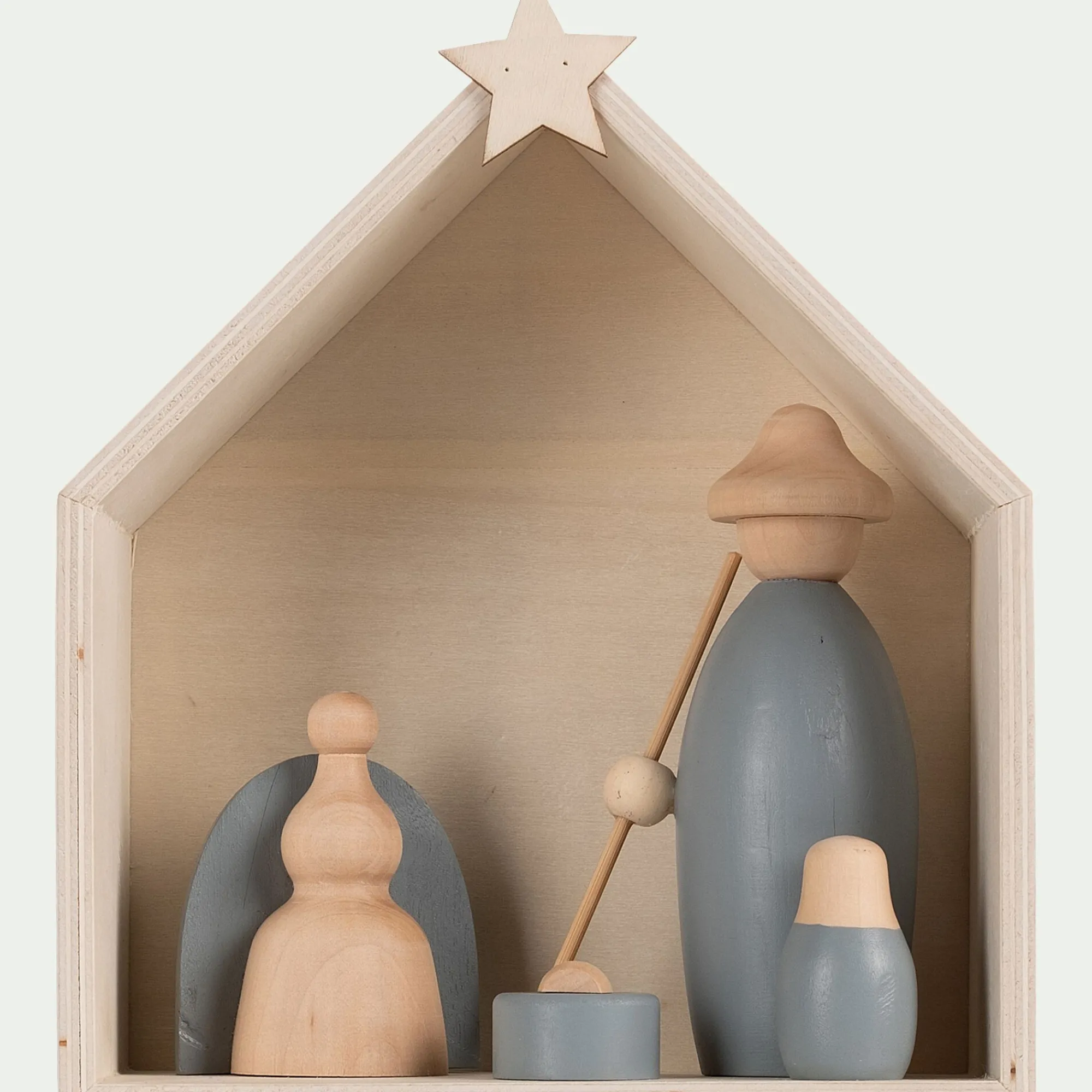 alinea Objet Décoratif De Noël*Crèche de Noël en bois H20cm - gris Naturel