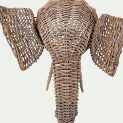 alinea Matelas Enfant|Déco Murale*Déco murale éléphant en rotin blanchi H50cm - Naturel