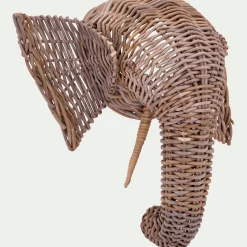 alinea Matelas Enfant|Déco Murale*Déco murale éléphant en rotin blanchi H50cm - Naturel