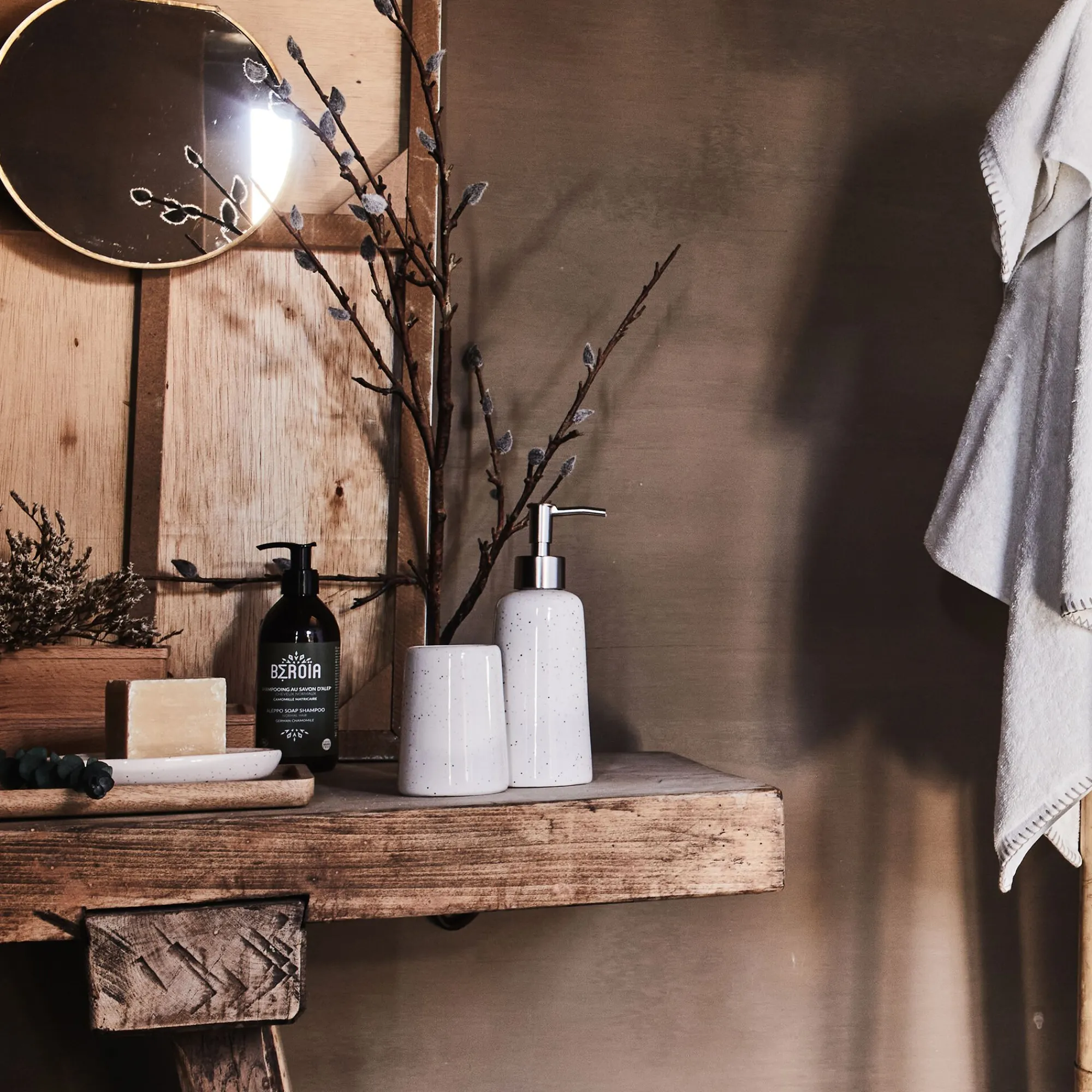 alinea Accessoire De Salle De Bain*Distributeur de savon en céramique mouchetée - ventoux Blanc