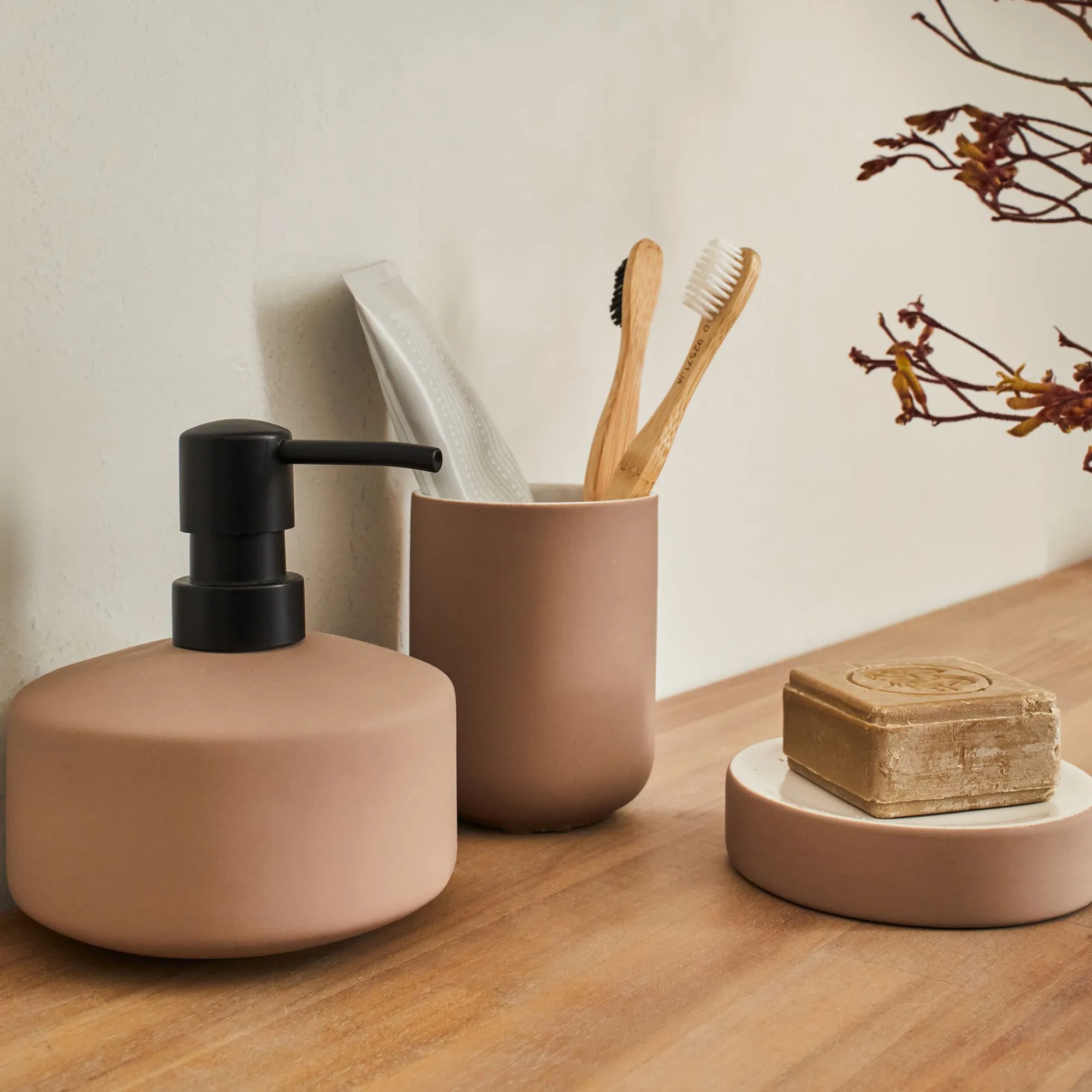 alinea Accessoire De Salle De Bain*Distributeur de savon en grès - Rose