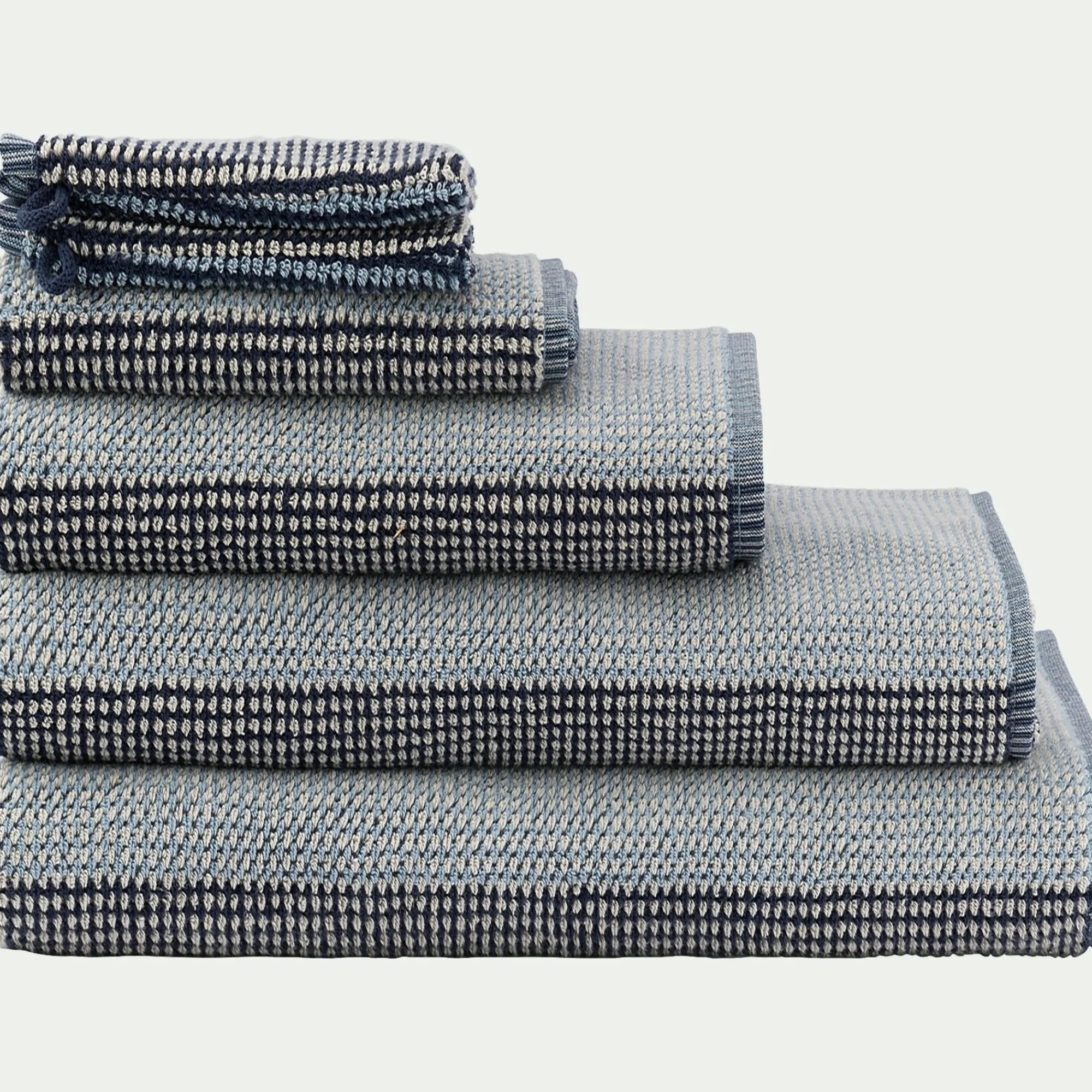 alinea Drap De Bain*Drap de bain bouclette jacquard en coton - 100x150cm Bleu