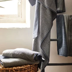 alinea Drap De Douche*Drap de douche bouclette jacquard en coton - 70x140cm Bleu