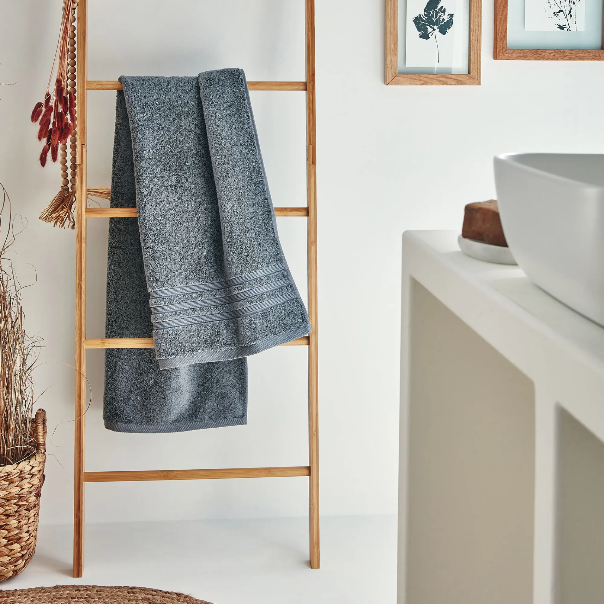 alinea Drap De Douche*Drap de douche bouclette en coton - anthracite 70x140cm Gris