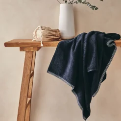 alinea Drap De Douche*Drap de douche brodé en coton - 70x140cm Noir