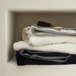 alinea Drap De Douche*Drap de douche brodé en coton - 70x140cm Noir