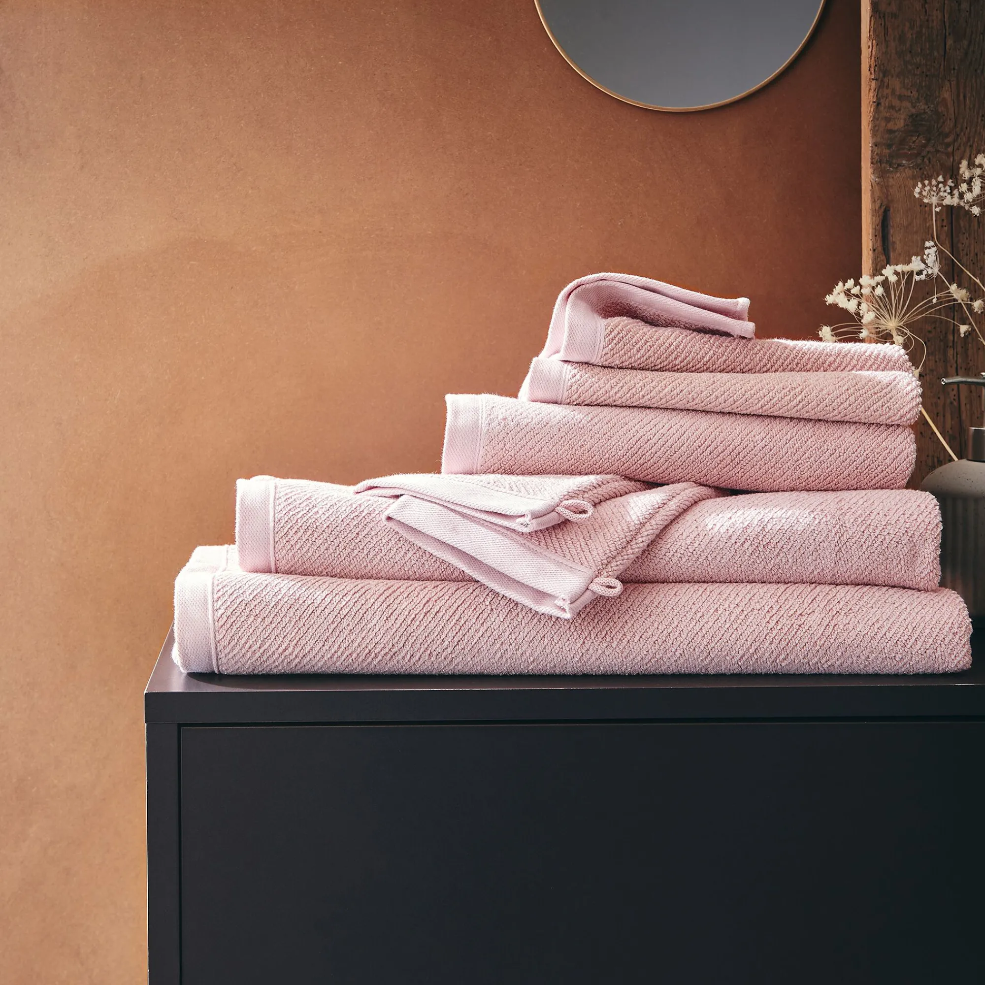 alinea Drap De Douche*Drap de douche en bouclettes de coton bio - rosa 70x130cm Rose