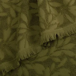alinea Drap De Douche*Drap de douche en coton motif floral 70x140cm - mousse Vert
