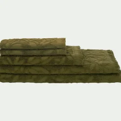 alinea Drap De Douche*Drap de douche en coton motif floral 70x140cm - mousse Vert