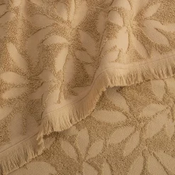 alinea Drap De Douche*Drap de douche en coton motif floral 70x140cm - sable Beige
