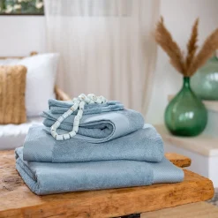 alinea Drap De Douche*Drap de douche en coton peigné - calaluna 70x140cm Bleu