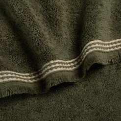 alinea Drap De Douche*Drap de douche frangé en coton 70x140cm - Vert cèdre
