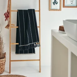 alinea Drap De Douche*Drap de douche rayé en coton 70x140cm - Noir
