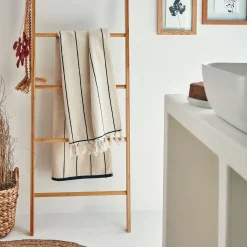 alinea Drap De Douche*Drap de douche rayé en coton 70x140cm - Beige