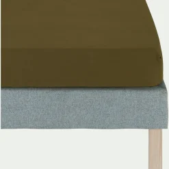 alinea Drap Housse*Drap housse en coton bio 140x200cm b30cm - mousse Vert
