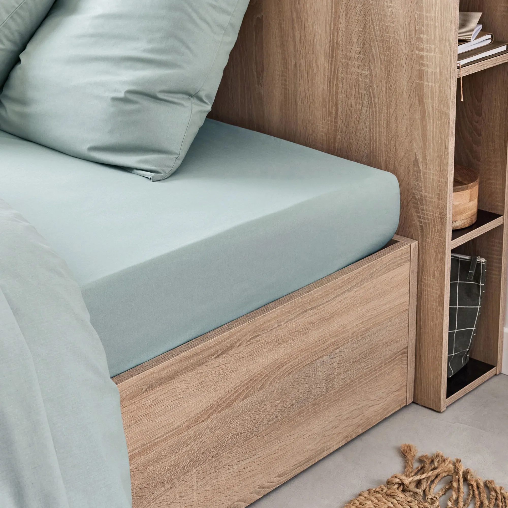 alinea Drap Housse*Drap housse en coton 140x200cm B30cm - calaluna Bleu