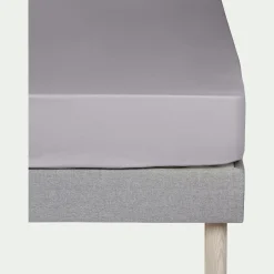 alinea Drap Housse*Drap housse en coton 90x200cm B25cm - restanque Gris