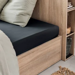 alinea Drap Housse*Drap housse en coton 160x200cm B25cm - calabrun Gris