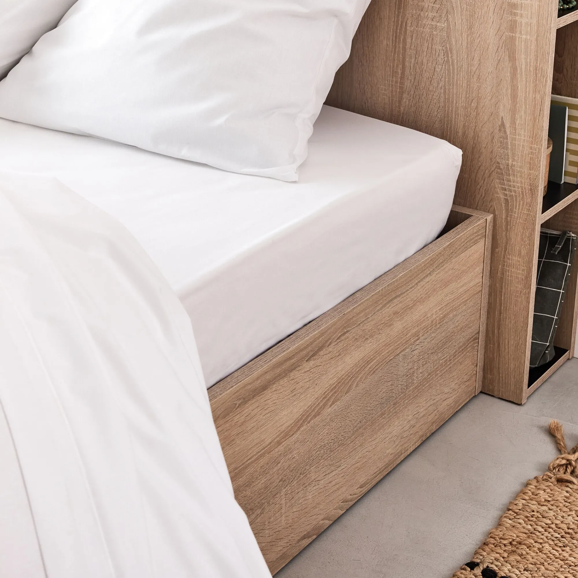alinea Drap Housse*Drap housse en coton 140x200cm B30cm - Blanc